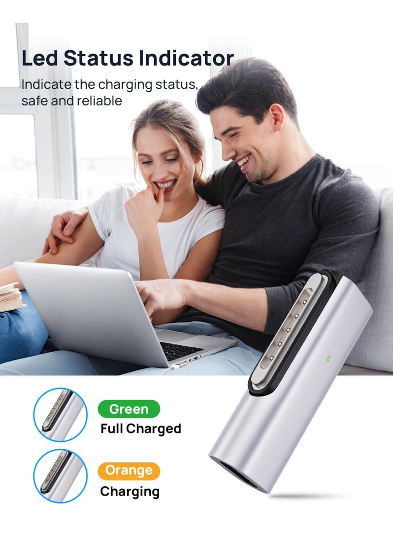 fantasize محول 140 واط PD للشحن السريع USB C إلى مغناطيسي 3، محول Type-C إلى Mags 3 مع ضوء مؤشر LED، متوافق مع MacBook Pro 2024/2023/2021 (M1/M2/M3، 14/16 بوصة)، MacBook Air (M2/M3)، فضي - Image 4